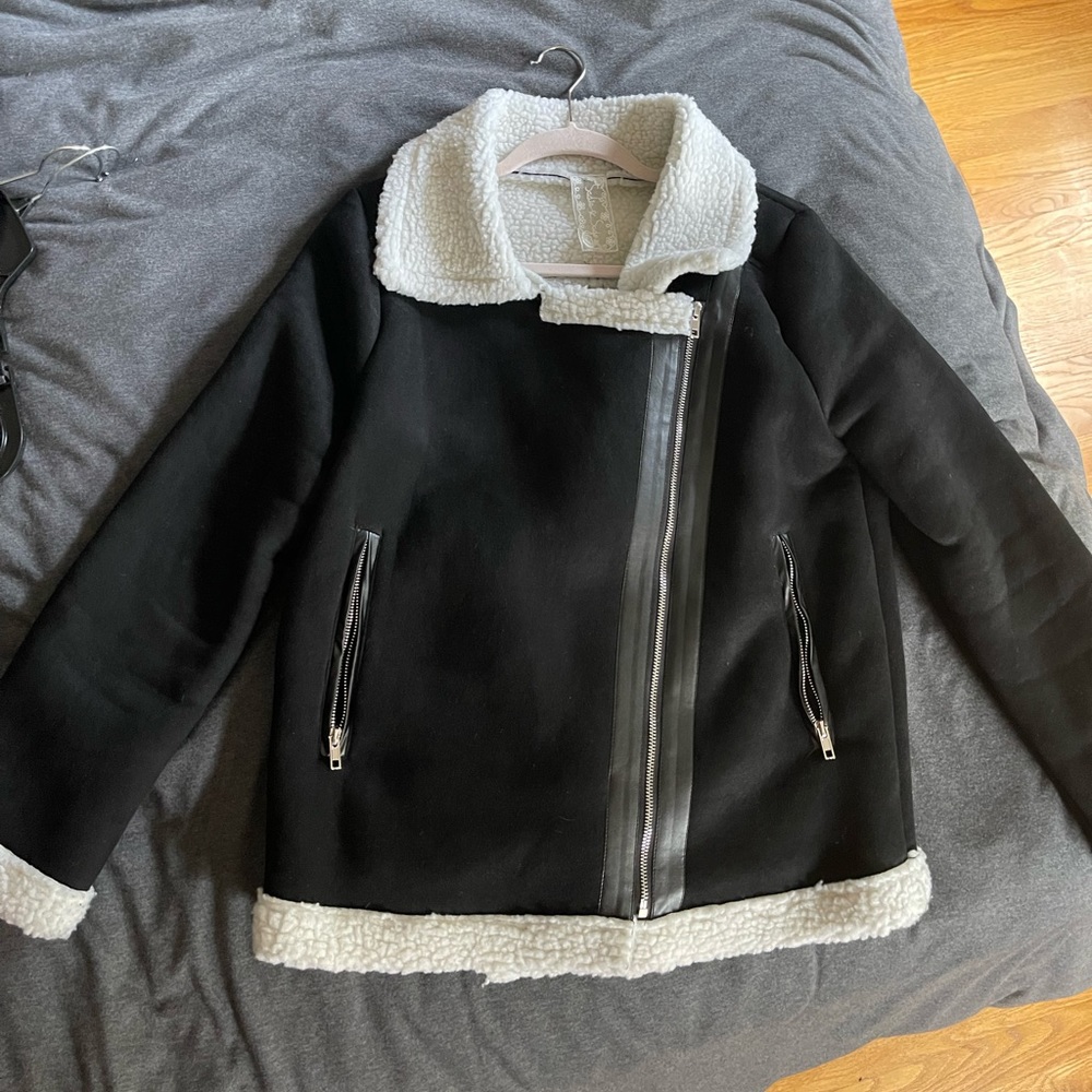 Black & White Sherpa Coat